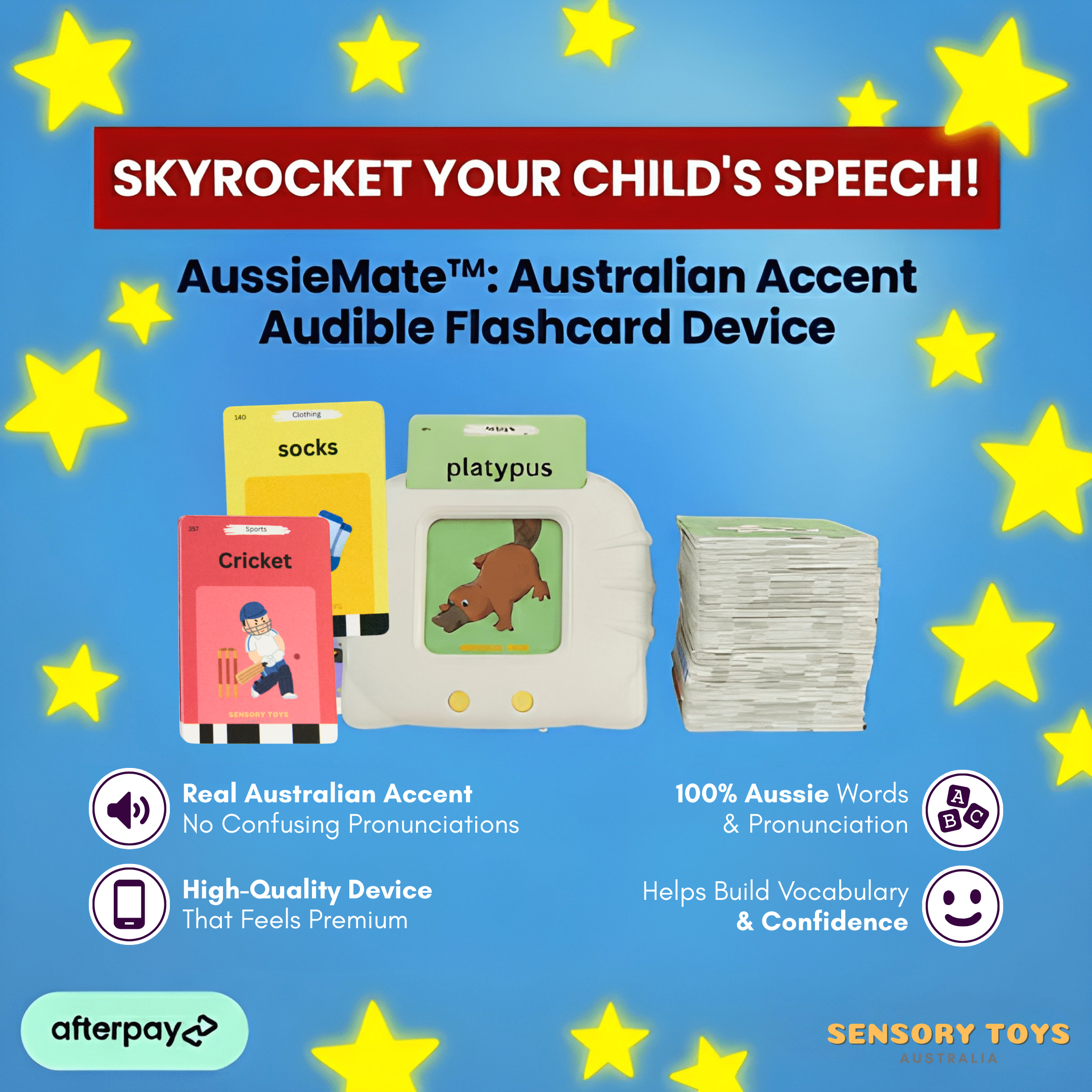 AussieMate™ - Australian Accent Audible Flashcard Device