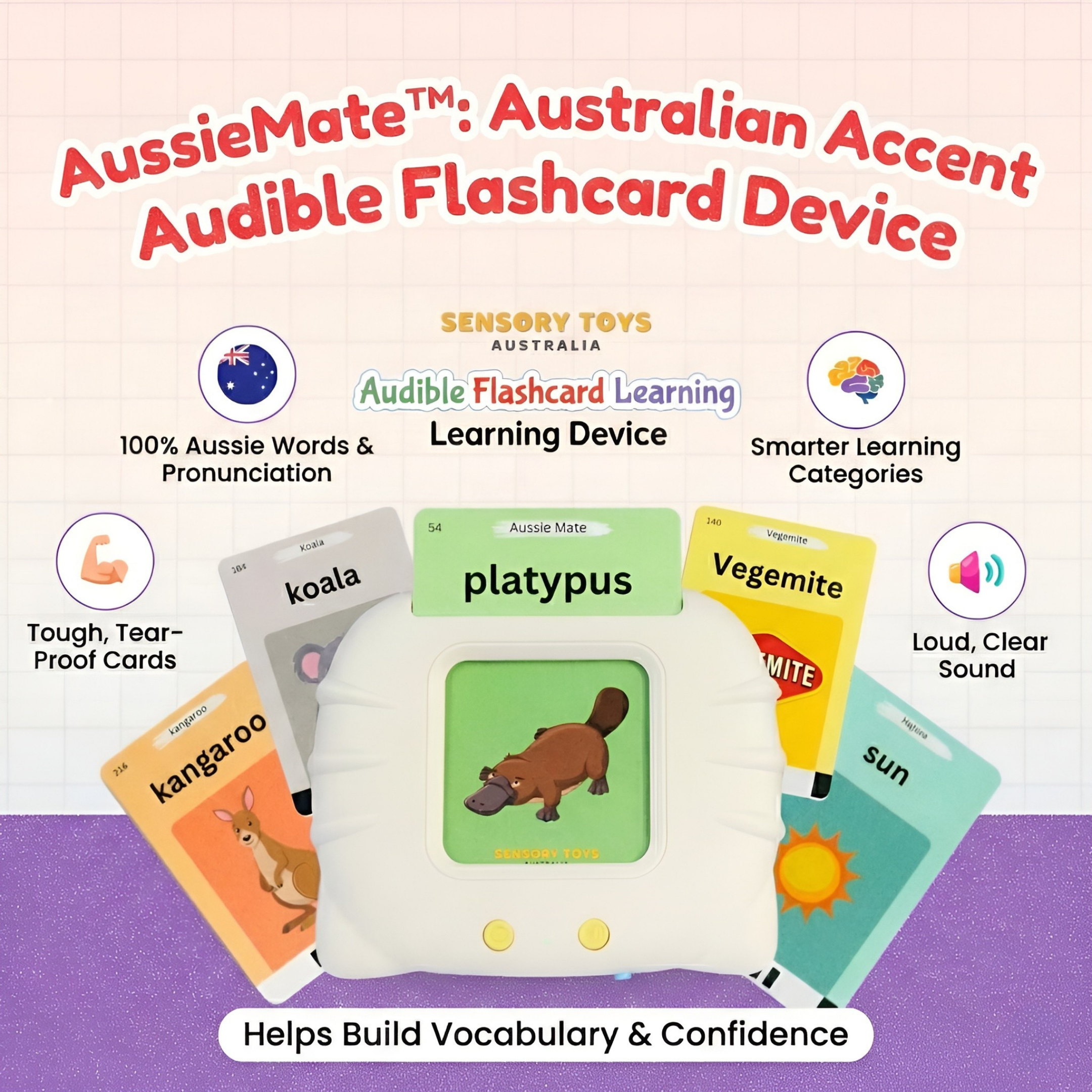 AussieMate™ - Australian Accent Audible Flashcard Device