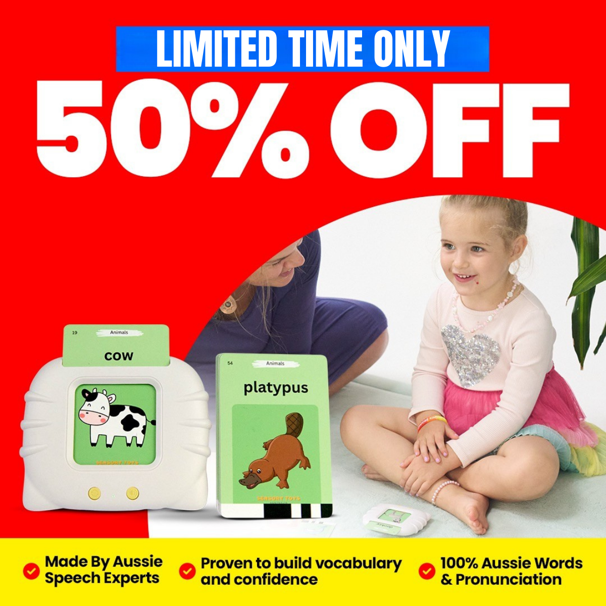 AussieMate™ - Australian Accent Audible Flashcard Device